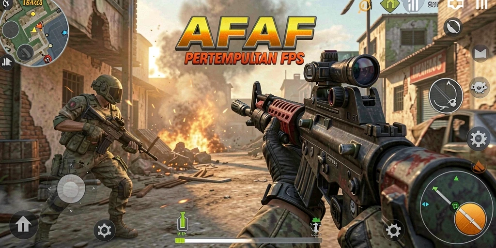 Screenshot utama AFAF menampilkan momen intens dalam pertempuran FPS.