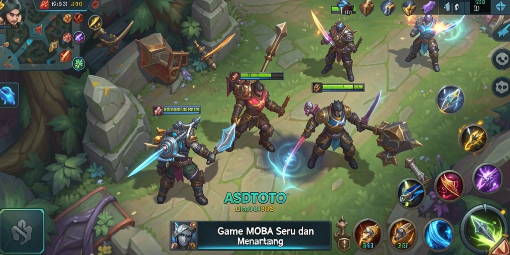 Tampilan gameplay MOBA yang seru dan intens