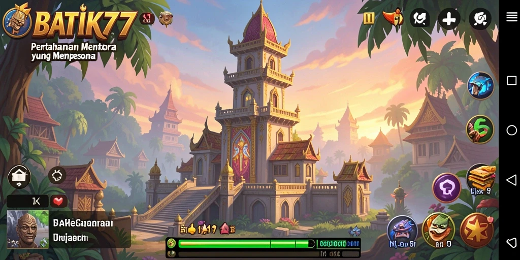Screenshot gameplay BATIK77 menampilkan aksi seru Tower Defense.