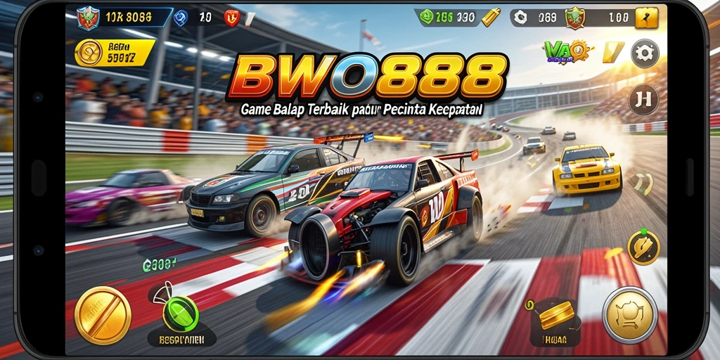Tampilan gameplay seru dalam BWO888 saat balapan.