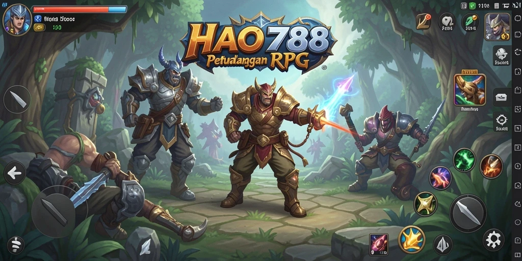 Screenshot HAO788 menampilkan aksi pertempuran seru dalam permainan RPG.