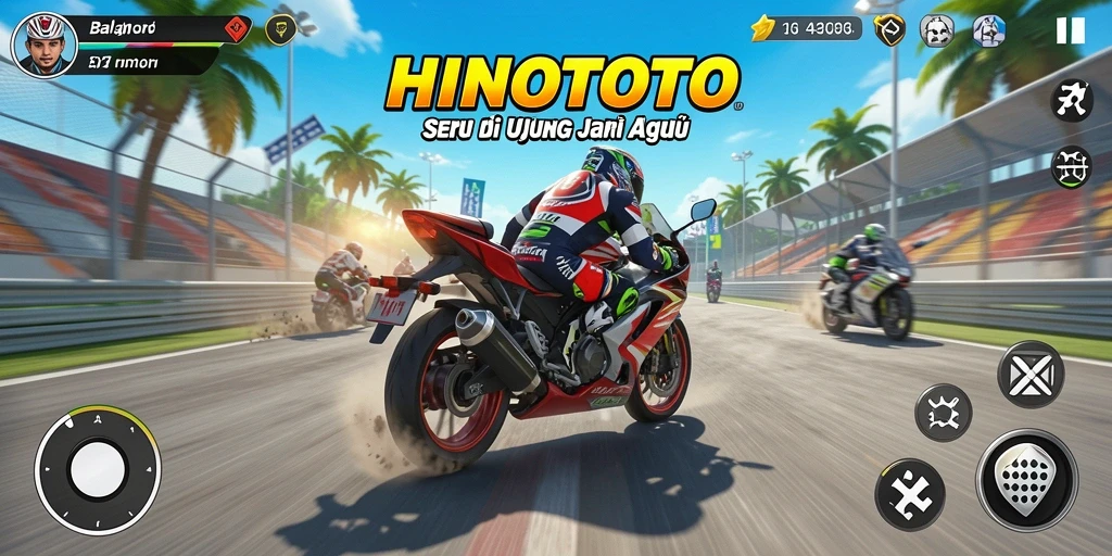 Gameplay HINOTOTO yang menegangkan dan seru saat balapan.