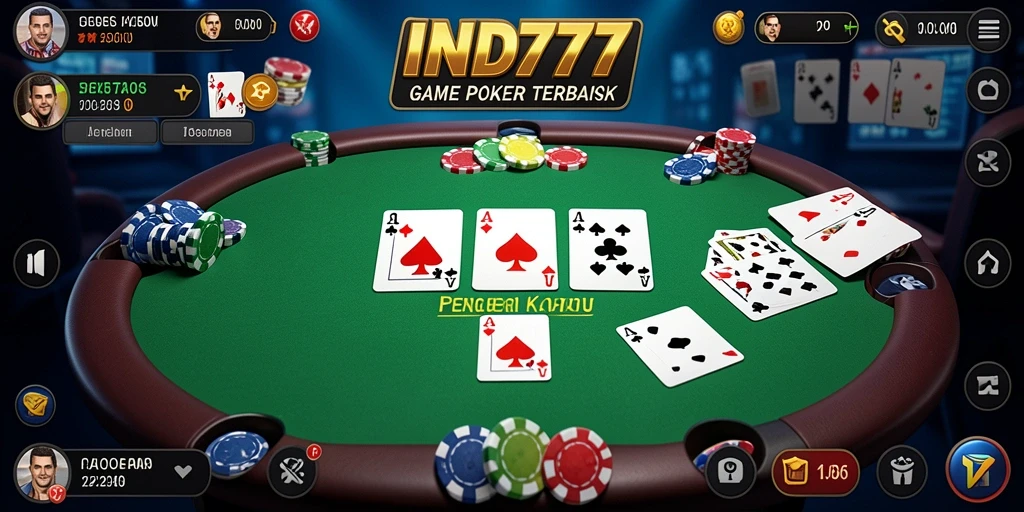 Tampilan gameplay menarik menyajikan aksi Poker yang mendebarkan.