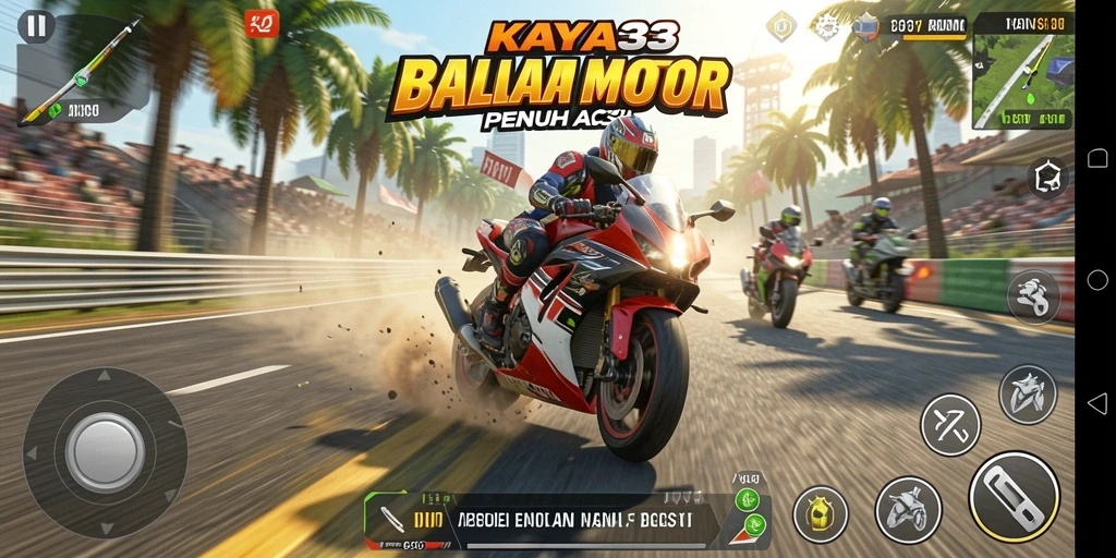 Screenshot KAYA33 yang menampilkan aksi balapan motor yang mendebarkan.
