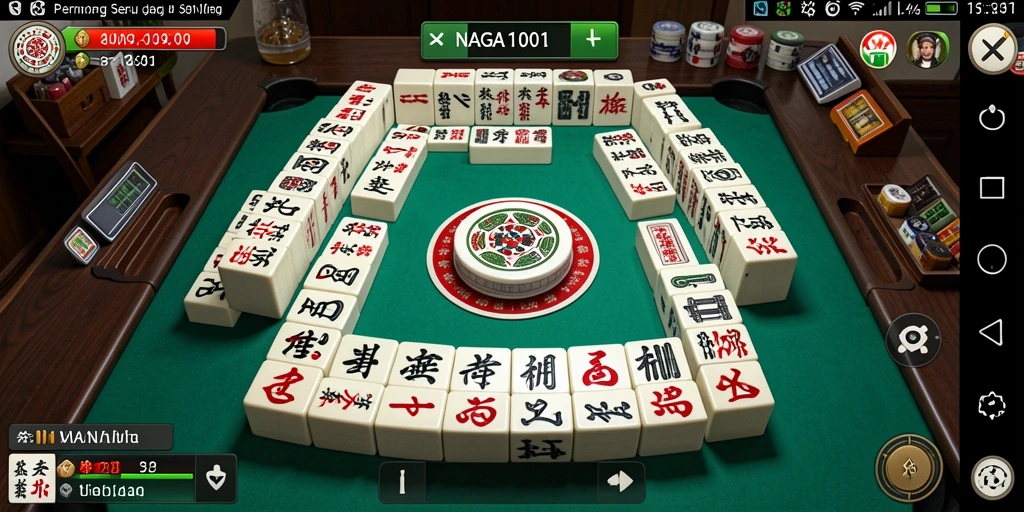 Tampilan gameplay dari NAGA1001 yang menampilkan keasyikan permainan Mahjong.