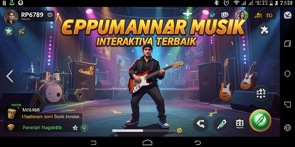 Tampilan gameplay <strong>RP6789</strong> yang dinamis dan penuh warna, menampilkan berbagai instrumen musik.