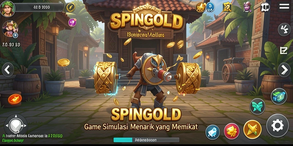 Tampilan gameplay SPINGOLD yang menampilkan interaksi dan pembangunan yang menarik.