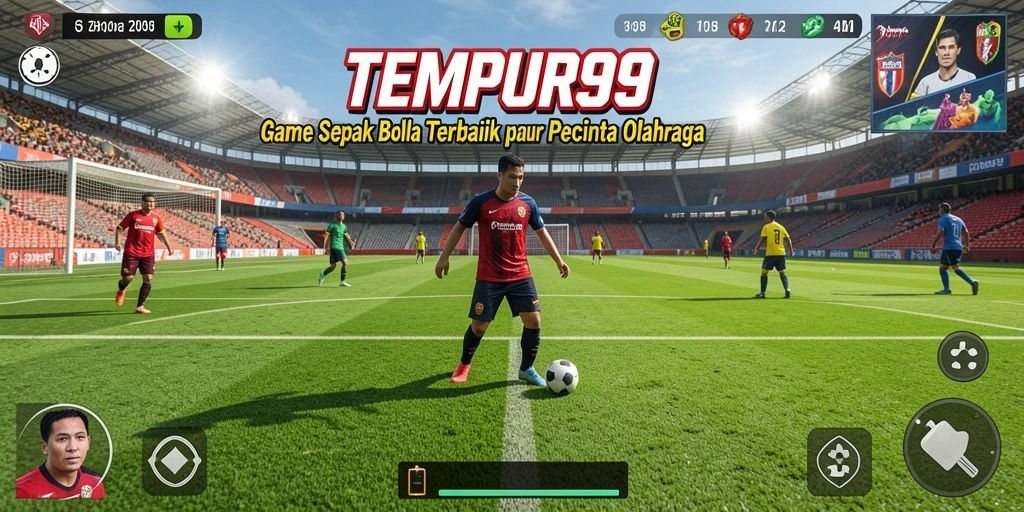 Tampilan gameplay menegangkan dalam pertandingan sepak bola.