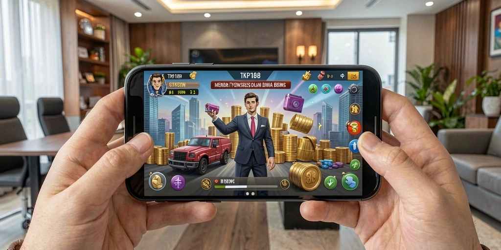 Gambaran gameplay seru TKP188 saat membangun kekaisaran bisnis.