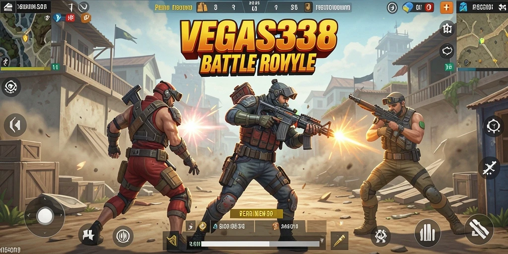 Screenshot menampilkan aksi gameplay intens di VEGAS338 Battle Royale.