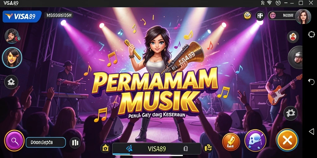 Screenshot gameplay VISA89 dengan tampilan seru dan musik menarik.