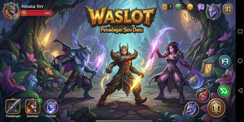 Screenshot menunjukkan pemain menjelajahi dunia fantastis WASLOT dengan penuh semangat.